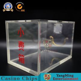 Custom Full Clear Lockable Cash Box / Acrylic Cards Holder Casino 8 Decks Playing Plastic Dealer Money Drop Box