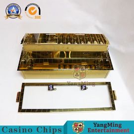 सुपीरियर कैसीनो वीआईपी क्लब डबल लेयर गोल्ड मेटल चिप्स ट्रे 2 मेटल लॉक जुआ चिप्स फ्लोट 10 पंक्तियों संयोजन मामले